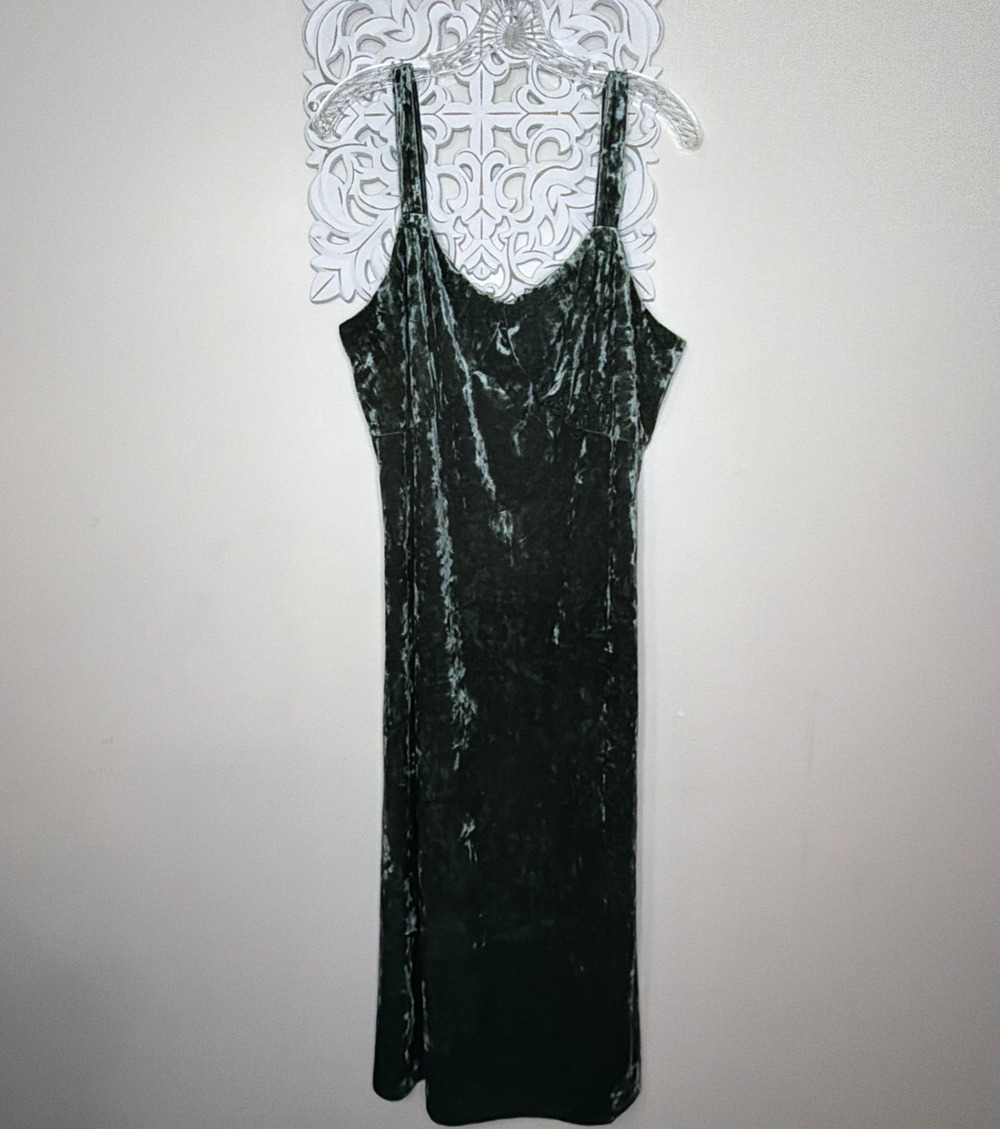 JESSICA SIMPSON size XL Velvet Slip DRESS Strappy Sleeve NWT GREEN MSRP $89